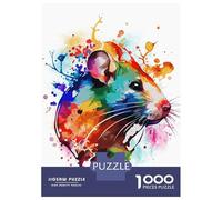 Rompecabezas De 1000 Piezas para Adultos Watercolor Rat Painting Rompecabezas para Adolescentes Juego Familiar Desafío Difícil Gran Regalo para Jugar 52x38cm/1000pcs