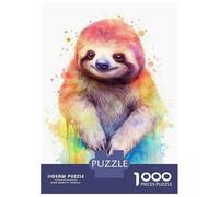 Rompecabezas De 1000 Piezas para Adultos Watercolor Sloth Painting Rompecabezas para Adultos Juegos De Relajación Una Obra De Arte Regalos para Amigos Y Familiares 70x50cm/1000pcs