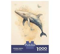 Rompecabezas De 1000 Piezas para Adultos Watercolor Whale Big Fish Rompecabezas para Adultos Juego Práctico Decoración De Pared Gran Regalo para Los Amantes De Los Juegos 38x26cm/1000pcs