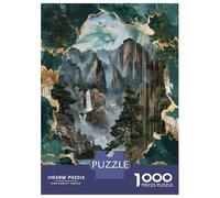 Rompecabezas De 1000 Piezas para Adultos Waterfall Mountain Landscape Art Print Rompecabezas para Adultos Juego De Ingenio Decoración Difícil Y Desafiante 52x38cm/1000pcs
