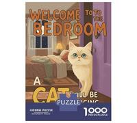 Rompecabezas De 1000 Piezas para Adultos Welcome to The Bedroom Cat Poster Rompecabezas para Adultos Juegos Divertidos Regalo De Cumpleaños Diversión En Casa Actividades, 70x50cm/1000pcs