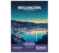 Rompecabezas De 1000 Piezas para Adultos Wellington New Zealand Cityscape at Night Rompecabezas para Adultos Juguete Decoración De Pared Regalos para Mujeres Desafiante De Completar 52x38cm/1000pcs
