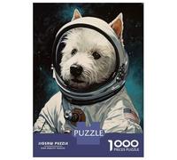 Rompecabezas De 1000 Piezas para Adultos Westie Dog The Astronaut Rompecabezas para Adultos Juegos De Relajación para La Diversión Familiar Interacción Entre Padres E Hijos 52x38cm/1000pcs