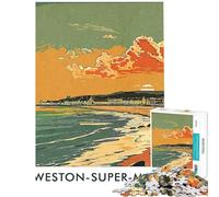 Rompecabezas de 1000 Piezas para Adultos Weston-Super-Mare Sunset Rompecabezas para Adultos Juegos relajantes Divertidos y con Humor para Disfrutar en casa (tamaño 50x75cm)