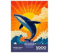 Rompecabezas De 1000 Piezas para Adultos Whale Breaching Ocean Waves at Sunset Rompecabezas para Adultos Juguetes Antiestrés Vacaciones En Casa Matar El Tiempo Desafiante De Completar 52x38cm/1000pcs
