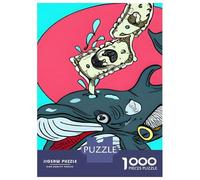 Rompecabezas De 1000 Piezas para Adultos Whale Breaching Under The Moonlight Painting Rompecabezas para Adultos Juegos De Relajación Desafío Difícil Ayuda A Ejercitar El Cerebro 52x38cm/1000pcs