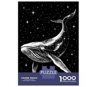 Rompecabezas De 1000 Piezas para Adultos Whale in Space Black and White Rompecabezas Juguetes Antiestrés Decoración del Hogar Difícil Y Desafiante 38x26cm/1000pcs