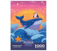 Rompecabezas De 1000 Piezas Para Adultos Whale, Penguin, And Starfish Ocean Adventure Rompecabezas Para Adultos Juguetes Antiestrés Vacaciones En Casa Matar El Tiempo Desafiante De Completar 38x26cm/1