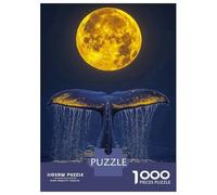 Rompecabezas De 1000 Piezas para Adultos Whale Tail Under Full Moon Rompecabezas para Adolescentes Juguetes Antiestrés Desafío Difícil Actividades Divertidas En Casa 52x38cm/1000pcs