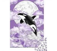 Rompecabezas De 1000 Piezas para Adultos Whale Watching Under The Moonlight Rompecabezas para Adultos Juego Familiar Decoración De Pared Desafiante De Completar 38x26cm/1000pcs
