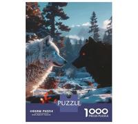 Rompecabezas De 1000 Piezas para Adultos White and Black Wolves in Winter Rompecabezas para Adultos Juego Práctico Ensamblaje De Patrones Desafiante De Completar 38x26cm/1000pcs