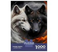 Rompecabezas De 1000 Piezas para Adultos White and Black Wolves Rompecabezas para Adultos Juegos De Relajación Regalos para Mujeres Desafío Educativo 52x38cm/1000pcs