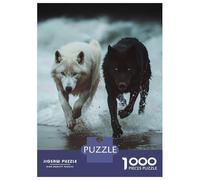 Rompecabezas De 1000 Piezas para Adultos White and Black Wolves Running Rompecabezas para Adultos Juegos Familiares para La Diversión Familiar Regalos De Cumpleaños Y Únicos 52x38cm/1000pcs