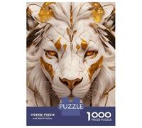Rompecabezas De 1000 Piezas para Adultos White and Gold Lion Portrait Rompecabezas para Adultos Juegos Familiares Patrón De Montaje 70x50cm/1000pcs