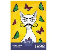 Rompecabezas De 1000 Piezas para Adultos White Cat Print Salvador Dali Rompecabezas para Adolescentes Juego De Ingenio Desafío Difícil Juego Desafiante Regalos 52x38cm/1000pcs