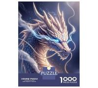 Rompecabezas De 1000 Piezas para Adultos White Dragon with Blue Eyes Rompecabezas para Adultos Juegos Relajantes Regalos para Mujeres Desafiantes para Completar 52x38cm/1000pcs