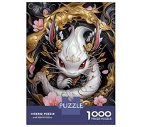 Rompecabezas De 1000 Piezas para Adultos White Dragon with Gold Accents Rompecabezas para Adultos Juego De Ingenio Pero Divertido Y Humorístico 38x26cm/1000pcs