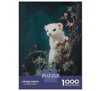 Rompecabezas De 1000 Piezas para Adultos White Ferret in Foliage Rompecabezas para Adultos Juego Práctico Decoración De Pared Regalos para Amigos Y Familiares 38x26cm/1000pcs