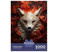 Rompecabezas De 1000 Piezas para Adultos White Fox in Red Flowers Rompecabezas Juegos Familiares Difícil Difícil Cumpleaños Y Navidad 70x50cm/1000pcs