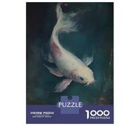 Rompecabezas De 1000 Piezas para Adultos White Koi Fish Painting Rompecabezas para Adultos Juego Práctico Decoración De Pared Regalos para Amigos Y Familiares 52x38cm/1000pcs