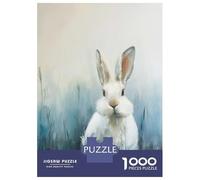 Rompecabezas De 1000 Piezas para Adultos White Rabbit in Blue Field Painting Rompecabezas para Adultos Juegos Divertidos Una Obra De Arte Oferta como Regalos para Toda La Familia 70x50cm/1000pcs