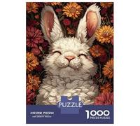 Rompecabezas De 1000 Piezas para Adultos White Rabbit in Flowers Rompecabezas para Adultos Juegos Relajantes Regalos para Mujeres Desafiantes para Completar 70x50cm/1000pcs