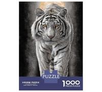 Rompecabezas De 1000 Piezas para Adultos White Tiger Portrait Under Full Moon Rompecabezas para Adultos Juegos Familiares Regalo De Cumpleaños Cumpleaños Y Navidad 38x26cm/1000pcs