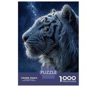 Rompecabezas De 1000 Piezas para Adultos White Tiger Portrait Under Starry Sky Rompecabezas para Adultos Juegos Relajantes Regalos para Mujeres Desafiantes para Completar 38x26cm/1000pcs