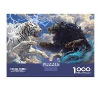 Rompecabezas De 1000 Piezas para Adultos White Tiger Vs Black Panther Battle Rompecabezas para Adolescentes Juguetes De Bricolaje Que Mejoran La Memoria Regalos De Cumpleaños Y Únicos 70x50cm/1000pcs
