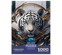 Rompecabezas De 1000 Piezas para Adultos White Tiger with Blue Orb Portrait Rompecabezas para Adultos Juguetes Antiestrés Desafío Difícil para Cumpleaños, Navidad 52x38cm/1000pcs