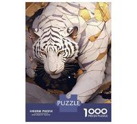 Rompecabezas De 1000 Piezas para Adultos White Tiger with Gold Accents Rompecabezas Juego De Ingenio Alivia El Estrés Cumpleaños 70x50cm/1000pcs