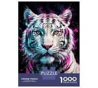 Rompecabezas De 1000 Piezas para Adultos White Tiger with Neon Splashes Rompecabezas para Adultos Juegos Relajantes Análisis Y Lógica Oferta como Regalos para Toda La Familia 70x50cm/1000pcs
