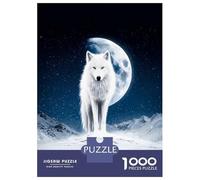 Rompecabezas De 1000 Piezas para Adultos White Wolf Under The Winter Moon Rompecabezas para Adultos Juegos Divertidos Una Obra De Arte Oferta como Regalos para Toda La Familia 38x26cm/1000pcs