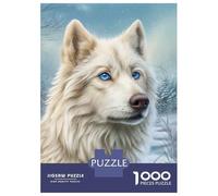 Rompecabezas De 1000 Piezas para Adultos White Wolf with Blue Eyes Rompecabezas para Adultos Juegos Relajantes Regalos para Mujeres Desafiantes para Completar 70x50cm/1000pcs