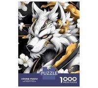 Rompecabezas De 1000 Piezas para Adultos White Wolf with Gold Accents Animal Rompecabezas Juego De Ingenio Carrera De Velocidad De Manos Interacción Entre Padres E Hijos 70x50cm/1000pcs