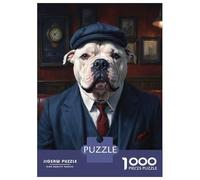 Rompecabezas De 1000 Piezas para Adultos White XL Bully Dog Wearing A Suit in The Pub Rompecabezas para Adultos Juego Familiar Mejora La Memoria Regalos Y Cumpleaños Únicos 52x38cm/1000pcs