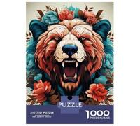 Rompecabezas De 1000 Piezas para Adultos Wild Bear Floral Art Print Rompecabezas para Adultos Juego Familiar Análisis Y Lógica Difícil Y Desafiante 70x50cm/1000pcs