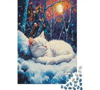 Rompecabezas De 1000 Piezas para Adultos Winter Cat Snowscape Rompecabezas para Adultos Juegos De Relajación Análisis Y Lógica Regalos para Amigos Y Familiares 52x38cm/1000pcs