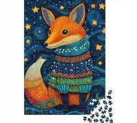 Rompecabezas De 1000 Piezas para Adultos Winter Fox Sweater Art Print Rompecabezas para Adultos Juego Familiar Decoración De Pared Desafiante De Completar 70x50cm/1000pcs