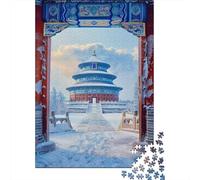 Rompecabezas De 1000 Piezas para Adultos Winter Wonderland Temple Rompecabezas para Adultos Juego Familiar Decoración De Pared Desafiante De Completar 70x50cm/1000pcs