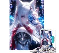 Rompecabezas de 1000 Piezas para Adultos Wisteria Fox Anime Rompecabezas de 1000 Piezas Decoración de Pared Juguete para la diversión Familiar cumpleaños y Navidad (50x75cm)