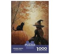 Rompecabezas De 1000 Piezas para Adultos Witch and Black Cat Rompecabezas para Adultos Juguetes Antiestrés Difícil Difícil Y Desafiante 52x38cm/1000pcs