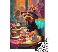 Rompecabezas De 1000 Piezas para Adultos Witch Dog Halloween Party Rompecabezas para Adultos Juegos Familiares Decoración del Hogar Desafío Educativo 38x26cm/1000pcs