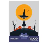Rompecabezas De 1000 Piezas para Adultos Witching Hour - Cute Halloween Witch Art Rompecabezas para Adultos Juguetes Antiestrés Corte De Precisión Actividades Divertidas En Casa 70x50cm/1000pcs