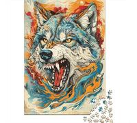 Rompecabezas De 1000 Piezas para Adultos Wolf Head Graffiti Art Print Rompecabezas para Adultos Juego De Ingenio Decoración Perfecta Regalos De Cumpleaños Y Únicos 38x26cm/1000pcs