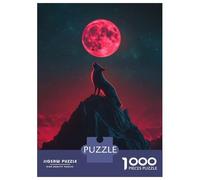 Rompecabezas De 1000 Piezas para Adultos Wolf Howling at Blood Moon Rompecabezas para Adultos Juguete Decoración De Pared Regalos para Mujeres Difícil Y Desafiante 52x38cm/1000pcs