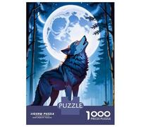 Rompecabezas De 1000 Piezas para Adultos Wolf Howling at The Moon Rompecabezas para Adultos Juegos De Relajación Desafío Difícil Ayuda A Ejercitar El Cerebro 38x26cm/1000pcs
