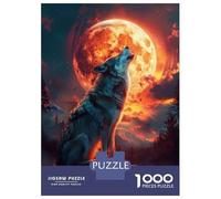 Rompecabezas De 1000 Piezas para Adultos Wolf Howling at The Moon Rompecabezas para Adultos Juegos Relajantes Regalo De Cumpleaños Regalos Y Cumpleaños Únicos 38x26cm/1000pcs