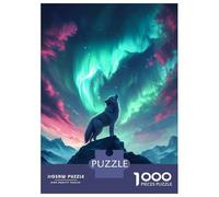 Rompecabezas De 1000 Piezas para Adultos Wolf Howling Under Aurora Borealis Rompecabezas para Adultos Juego De Ingenio Pero Divertido Y Humorístico 70x50cm/1000pcs