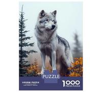 Rompecabezas De 1000 Piezas para Adultos Wolf on A Rock in Autumn Rompecabezas para Adultos Juegos Familiares Patrón De Montaje 52x38cm/1000pcs